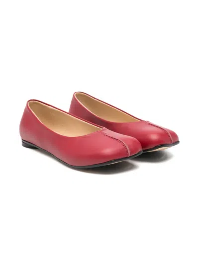 Mm6 Maison Margiela Kids' Stitched Leather Ballerinas In Pink