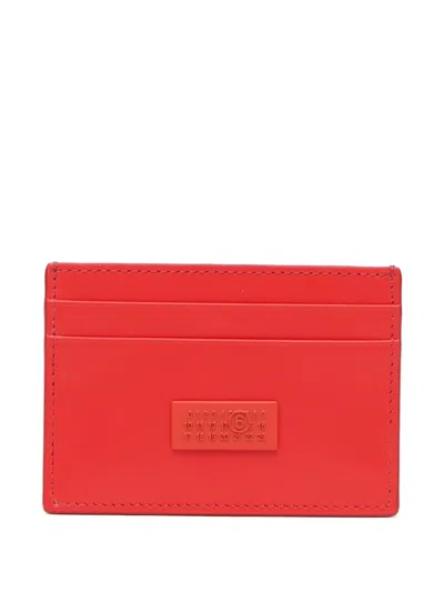 Mm6 Maison Margiela Stitched Leather Cardholder In Red