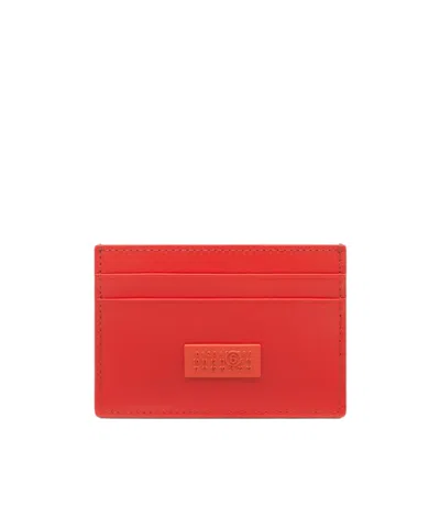 Mm6 Maison Margiela Stitched Leather Cardholder In Red