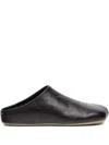 Mm6 Maison Margiela Stitched Leather Flat Mules In Black