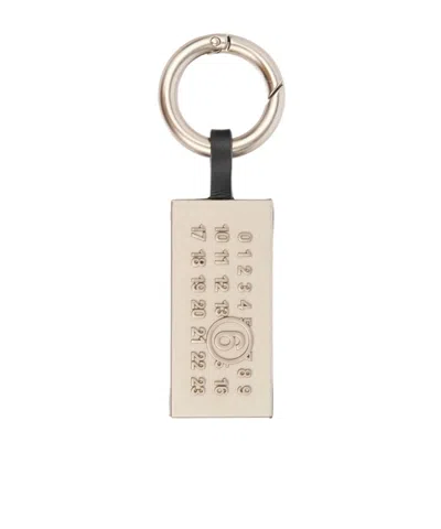 Mm6 Maison Margiela Stitched-leather Key Ring In Neutral