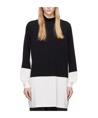 Mm6 Maison Margiela Stitching High-necked Sweaters In Black