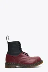 Mm6 Maison Margiela Panelled Leather Ankle Boots With Contrast Stitching In Bordeaux/nero
