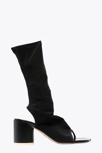 Mm6 Maison Margiela Stivaletto Open Toe Black Stretch Lycra Heeled Boots In Nero