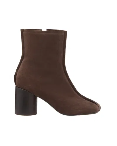Mm6 Maison Margiela Boots Leather Dark Brown In Animal Print