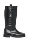 Mm6 Maison Margiela High Leather Boots With Logo In Black