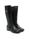 Mm6 Maison Margiela Logo-patch Leather Knee Boots In Black
