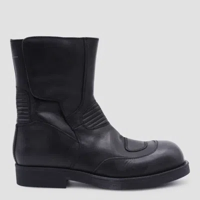 Mm6 Maison Margiela Leather Biker Boot In Black