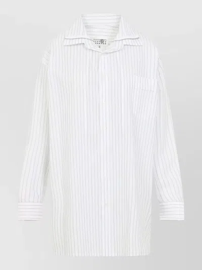 Mm6 Maison Margiela Straight Collar Striped Shirt Long Sleeves Pocket In Pattern