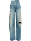 Mm6 Maison Margiela Worn-effect Jeans With Cut-out Details In Blue