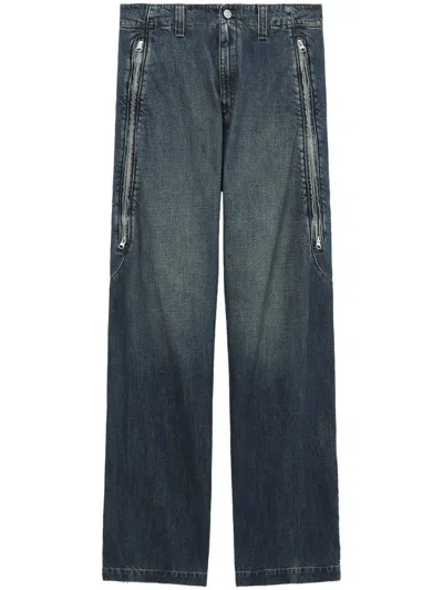 Mm6 Maison Margiela Straight Leg Blue Denim Trousers