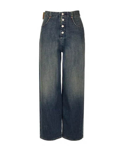 Mm6 Maison Margiela Mm6 By Maison Margiela Straight Leg Cropped Jeans In Blue