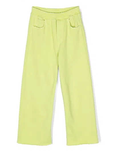 Mm6 Maison Margiela Kids' Straight-leg Cotton Trousers In Green