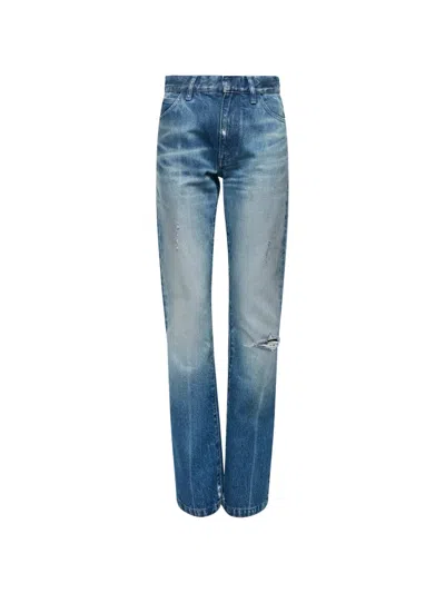 Mm6 Maison Margiela Straight Leg Five-pocket Jeans In Blue