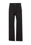 Mm6 Maison Margiela Black Jeans With Multi-pocket Design And Silver Rivets In Black