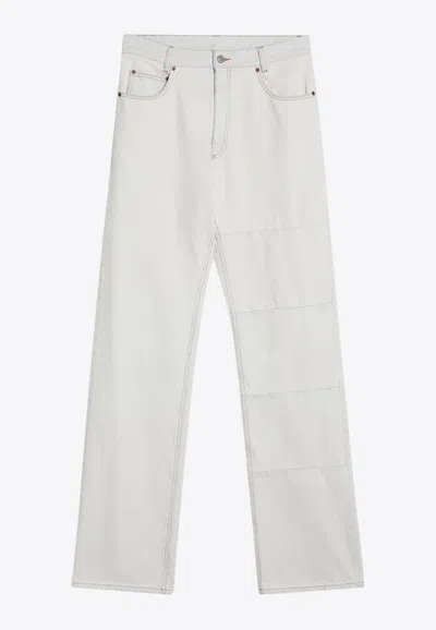 Mm6 Maison Margiela Straight-leg Jeans With Patches In White