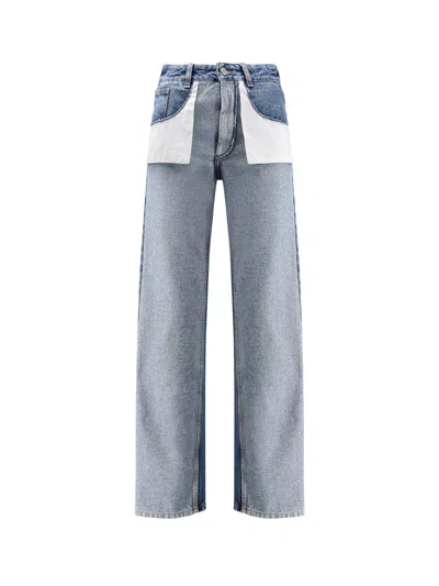 Mm6 Maison Margiela Straight Leg Jeans With Reverse Pockets In Blue