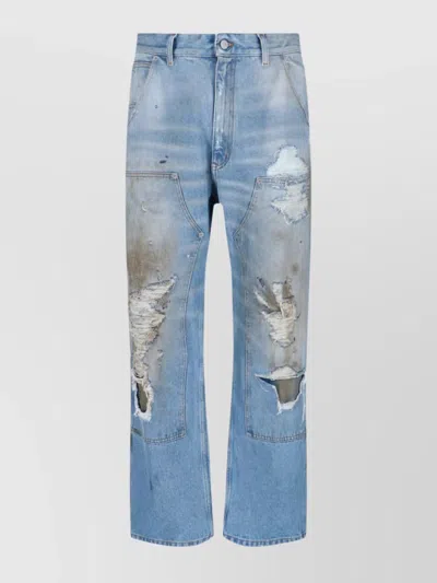 MM6 MAISON MARGIELA STRAIGHT LEG TROUSERS DISTRESSED DETAILING