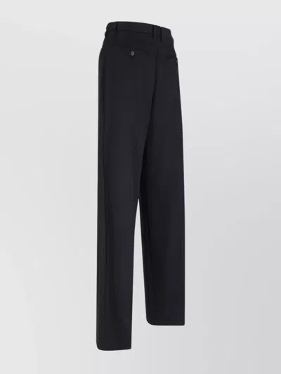 Mm6 Maison Margiela Straight Leg Trousers With Belt Loops And Buttoned Back Pockets In Black