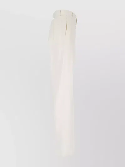 Mm6 Maison Margiela Straight Trousers With Front Pleats And Pockets In White