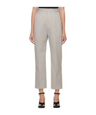 Mm6 Maison Margiela Straight Wool Casual Trousers In Gray