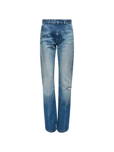Mm6 Maison Margiela Straight-leg Denim Jeans With Five-pocket Design In Blue