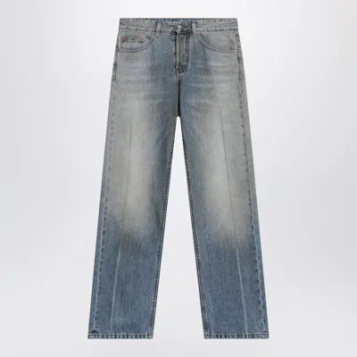 Mm6 Maison Margiela Straight-leg Trompe-l'œil Cotton Jeans In Medium Blue In Multi