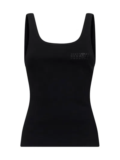 Mm6 Maison Margiela Strap-detailed Open-back Tank Top In Black