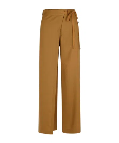 Mm6 Maison Margiela Strap-up Casual Pants In Brown