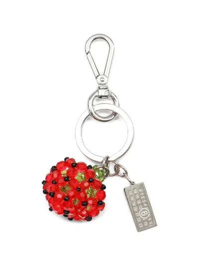 Mm6 Maison Margiela Strawberry-shape Keyring In Red