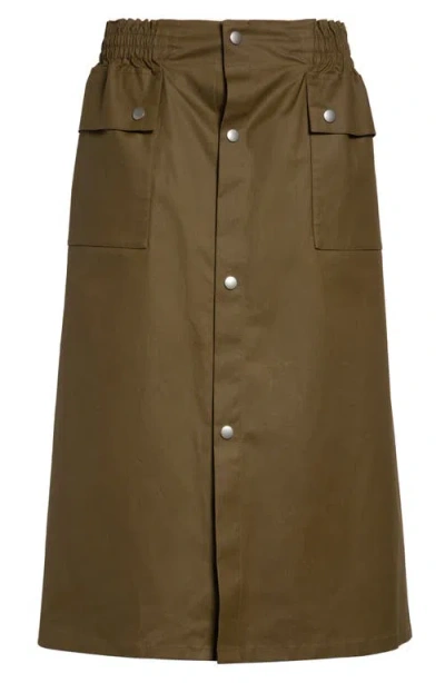 Mm6 Maison Margiela Stretch Cotton Midi Skirt In Green