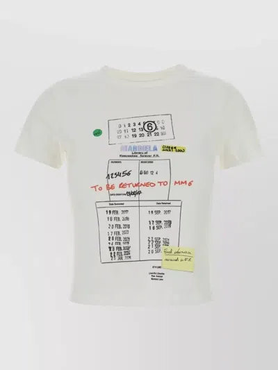 Mm6 Maison Margiela Stretch Cotton T Shirt Short Sleeves Print In White