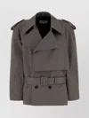 Mm6 Maison Margiela Stretch Cotton Trench Coat With Belted Waist In Gray