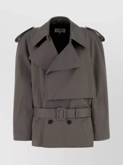 MM6 MAISON MARGIELA STRETCH COTTON TRENCH COAT WITH BELTED WAIST