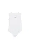 Mm6 Maison Margiela Stretch Jersey Bodysuit With Numeric Logo In White