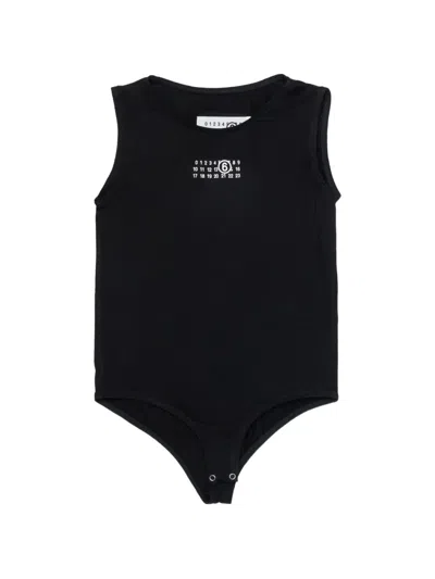 Mm6 Maison Margiela Kids' Stretch Logo Bodysuit In Black