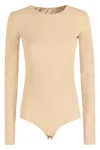Mm6 Maison Margiela Mm6 By Maison Margiela Stretch Lycra Bodysuit With Snap Button Closure In Nude