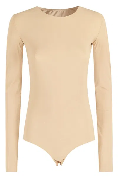 Mm6 Maison Margiela Stretch Lycra Bodysuit With Snap Button Closure