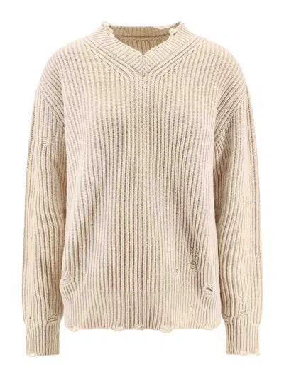 MM6 MAISON MARGIELA SUÉTER CON ESCOTE BARCO - BEIS
