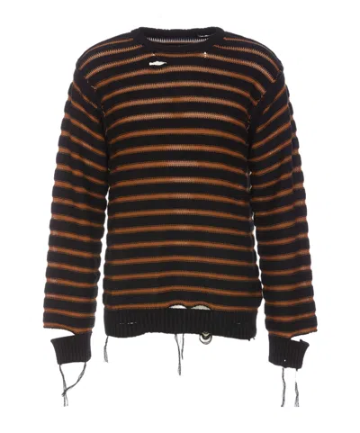 Mm6 Maison Margiela Stripe-pattern Jumper In Black