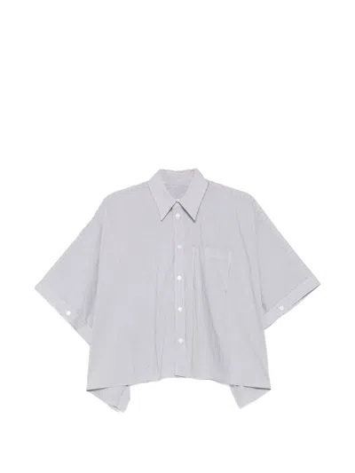 Mm6 Maison Margiela Striped Asymmetric-hem Shirt In Blue