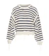 Shop Mm6 Maison Margiela White And Blue Striped Sweater With Cut-out Details