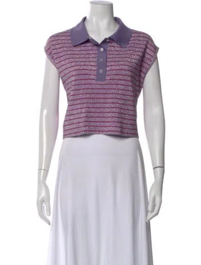 Pre-owned Mm6 Maison Margiela Striped Crew Neck Polo In Purple