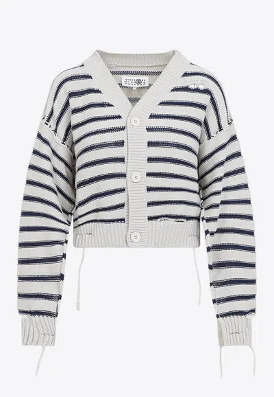 MM6 MAISON MARGIELA STRIPED CROPPED CARDIGAN