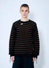 Mm6 Maison Margiela Mm6 Striped Distressed Sweater In Black