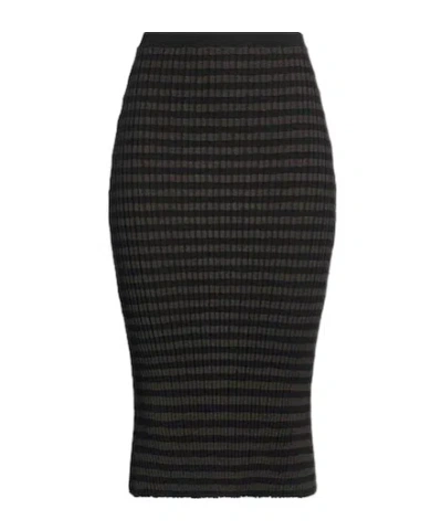 Mm6 Maison Margiela Striped Knit Pencil Skirt In Black