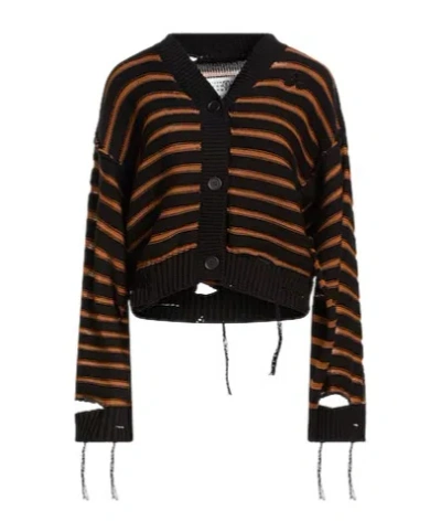 Mm6 Maison Margiela Striped Lightweight Knit Sweater In Black