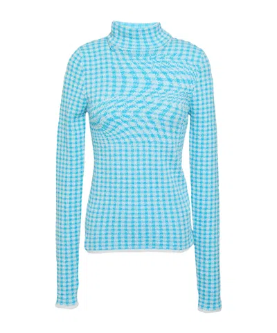 Mm6 Maison Margiela Striped Lightweight Knit Sweater In Blue
