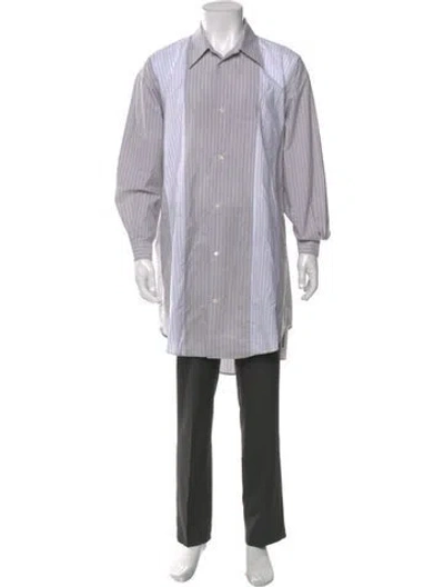 Pre-owned Mm6 Maison Margiela Striped Long Sleeve Dress Shirt In Gray