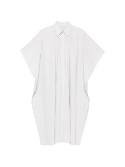 Mm6 Maison Margiela Striped Midi Shirt Dress In White